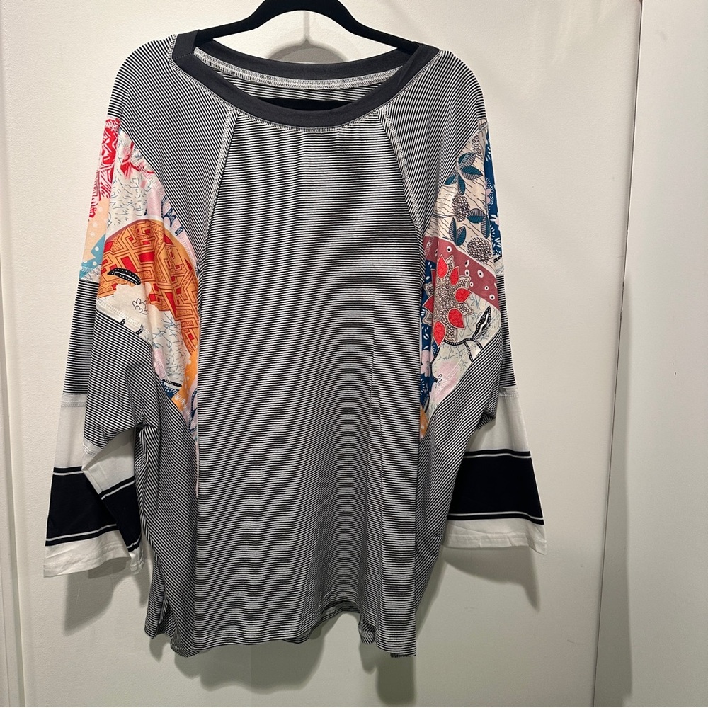 Evaless NWOT Chic Colorful Patchwork Long Sleeve Women's 2XL Top